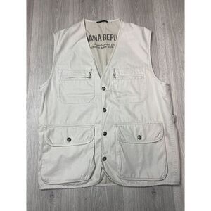 Banana Republic Vest Mens Small Beige‎ Cargo Safari Hunt Fish Hiking Photography